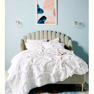 Anthropologie Queen Rivulets Quilt + 2 Euro Shams